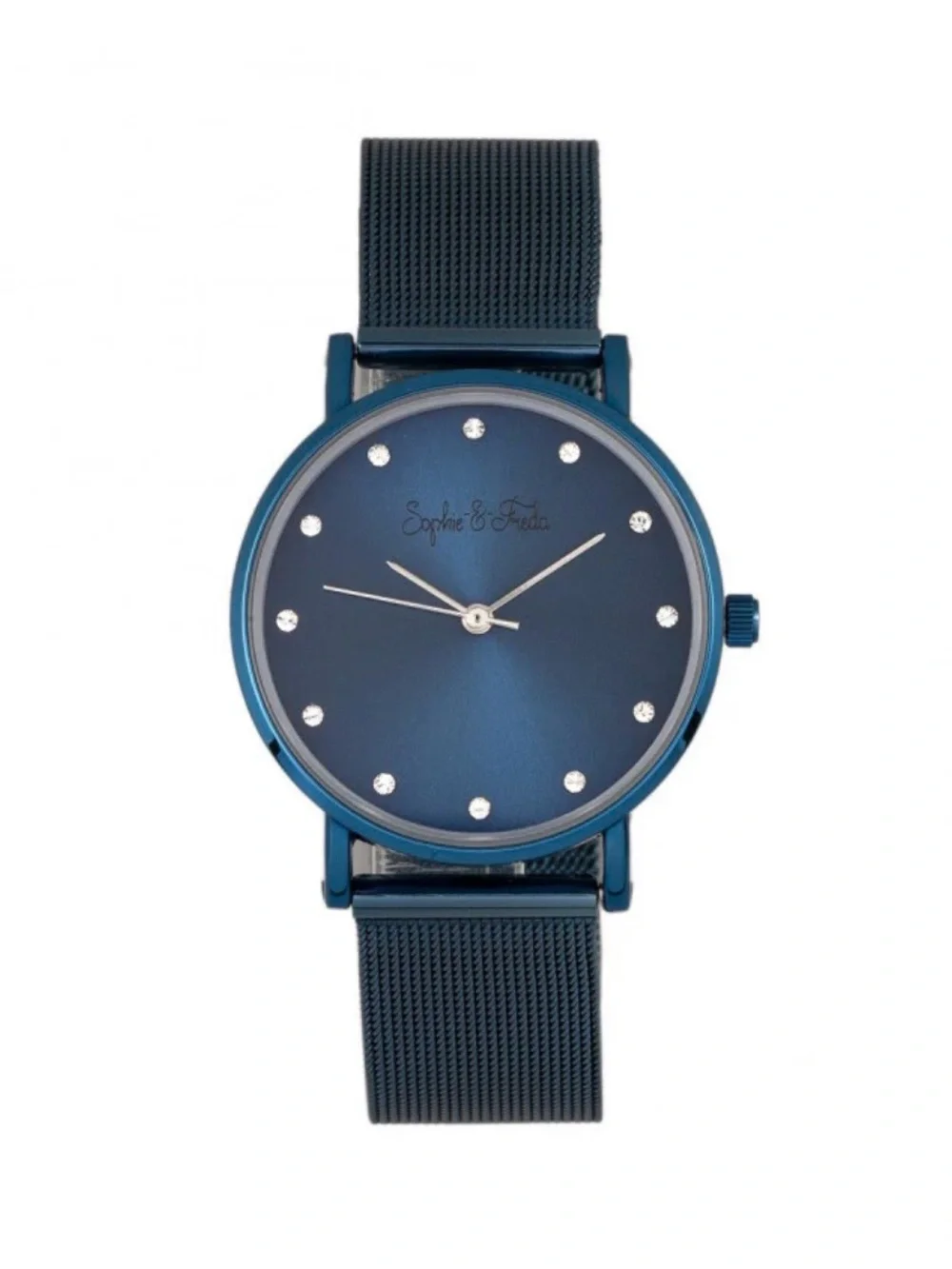 Sophie & Fred Savannah with Swarovski crystals bracelet watch mesh steel blue